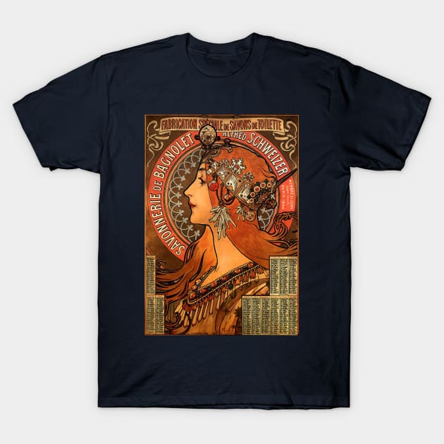 Savonnerie de Bagnolet by A Mucha T-Shirt by Artimaeus